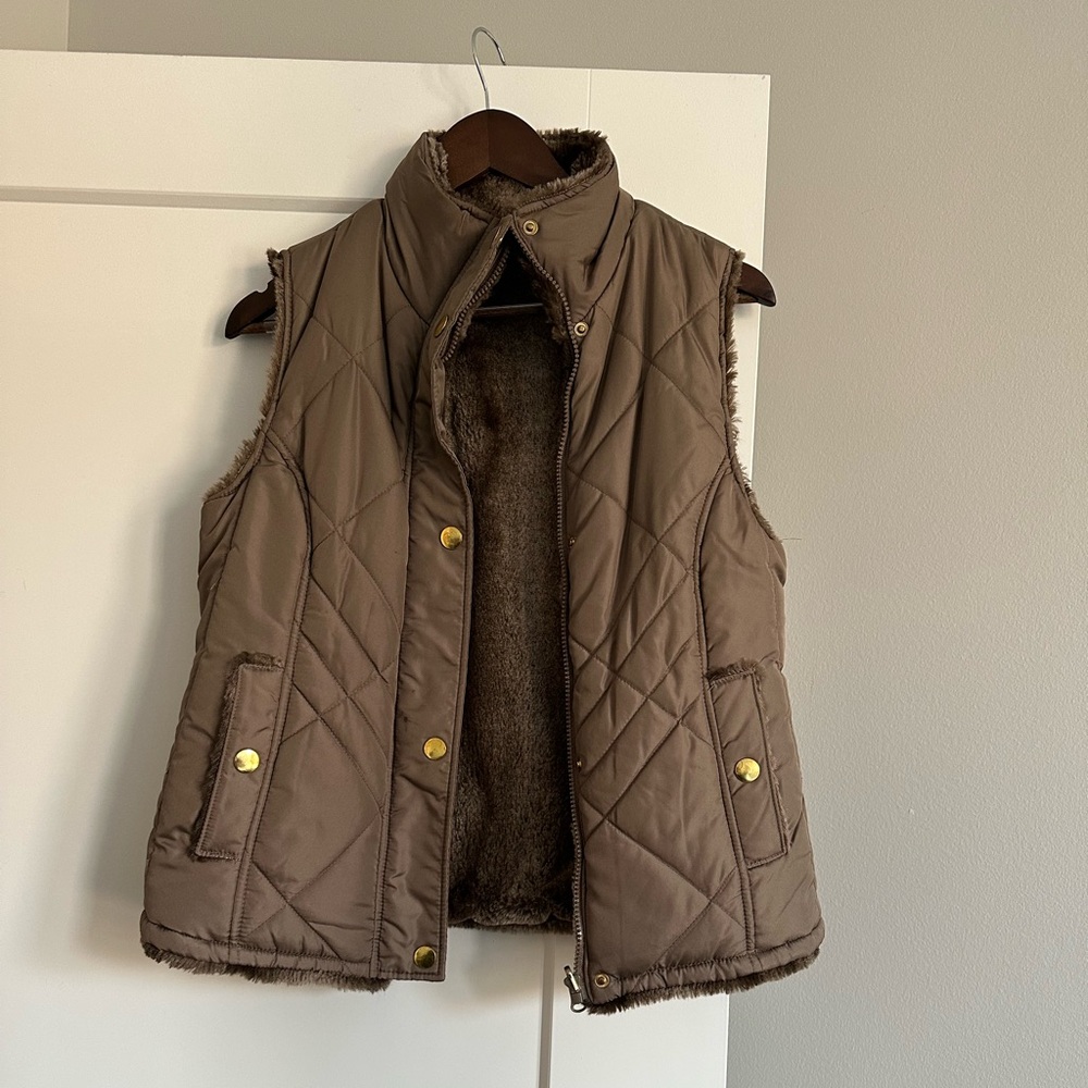 Women's Quilted Vest with Gold Accents